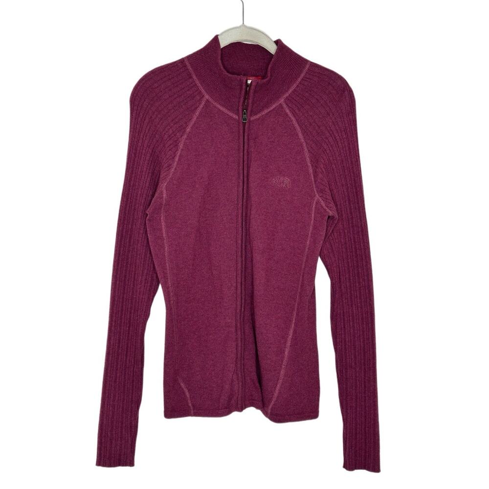 The North Face Women’s Maroon Wool Blend Zip Front Cardigan Sweater Size M